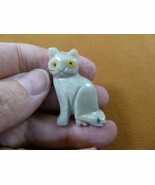 (Y-CAT-55-7) gray white KITTY CAT gemstone figurine cats SOAPSTONE PERU ... - $163.26 MXN