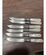 6 mother of pearl Silver  matching fruit knives by Meriden cutlery co. - $55.99