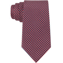 TOMMY HILFIGER Navy Blue Red Micro Santa Hats Christmas Silk Classic Tie - $24.99