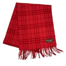 Scarf 100% Cashmere Red Plaid Fringe Trim Classic Scotland Luxurious One... - $16.81