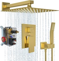 Shower System 10 Inch High Pressure Rain Shower Head Faucet Set, Brushed... - £147.51 GBP