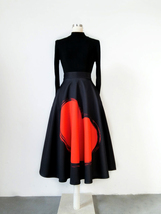 Black A-line High Rise Skirt Outfit Women Custom Plus Size Pleated Party Skirt image 5