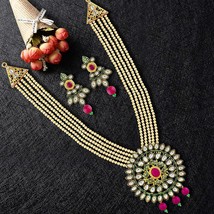 Red Ruby Pearl Kundan Pendant Jwelery/jwellery/jualry Necklace Jewelry Set a665 - £29.65 GBP