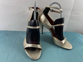 Calvin Klein Heels Women 10 M Shoes Gold Leather Open toe Snake Strap Hi... - $515.59 MXN