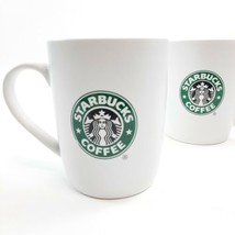 Starbucks Coffee Mug White Cup Set of 2 10.5 oz Black Mermaid Siren Retired Logo - £15.09 GBP