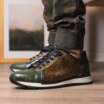 Portici Genuine Crocodile and Lizard Fashion Sneaker Green / Olive image 12