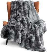 Soft Faux Fur Throw Blanket Grey - £25.40 GBP