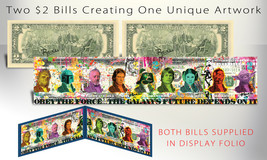 STAR WARS * Original Characters * Panoramic Art on 2-Panel Genuine U.S. $2 Bills - £22.45 GBP