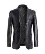 Blazer uomo formale pelle di agnello nero fatto a mano vera pelle elegan... - $2,959.77 MXN+