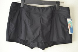 Ocean Avenue Womens Solid Wide Band Boyleg Short Bikini Bottom Black Sz L NWT - £14.09 GBP
