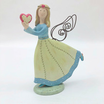 Blonde Angel Holding a Heart Resin 8x6x1.5 inches - £14.23 GBP