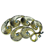 Vintage Emmons Signed Gold Tone Swirl Brooch Faux Pearl Beads Costume Je... - £13.65 GBP