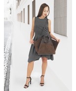 Dark Brown Leather &amp; Suede Large Handbag Handmade In Italy - $110.00