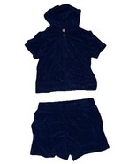Juicy Couture Velour Hoodie &amp; Shorts Tracksuit Set NAVY SZ L NEW - $2,350.82 MXN