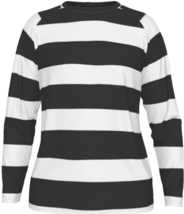 Stylish men&#39;s long sleeve T-shirt featuring thick black and white stripes - £31.32 GBP