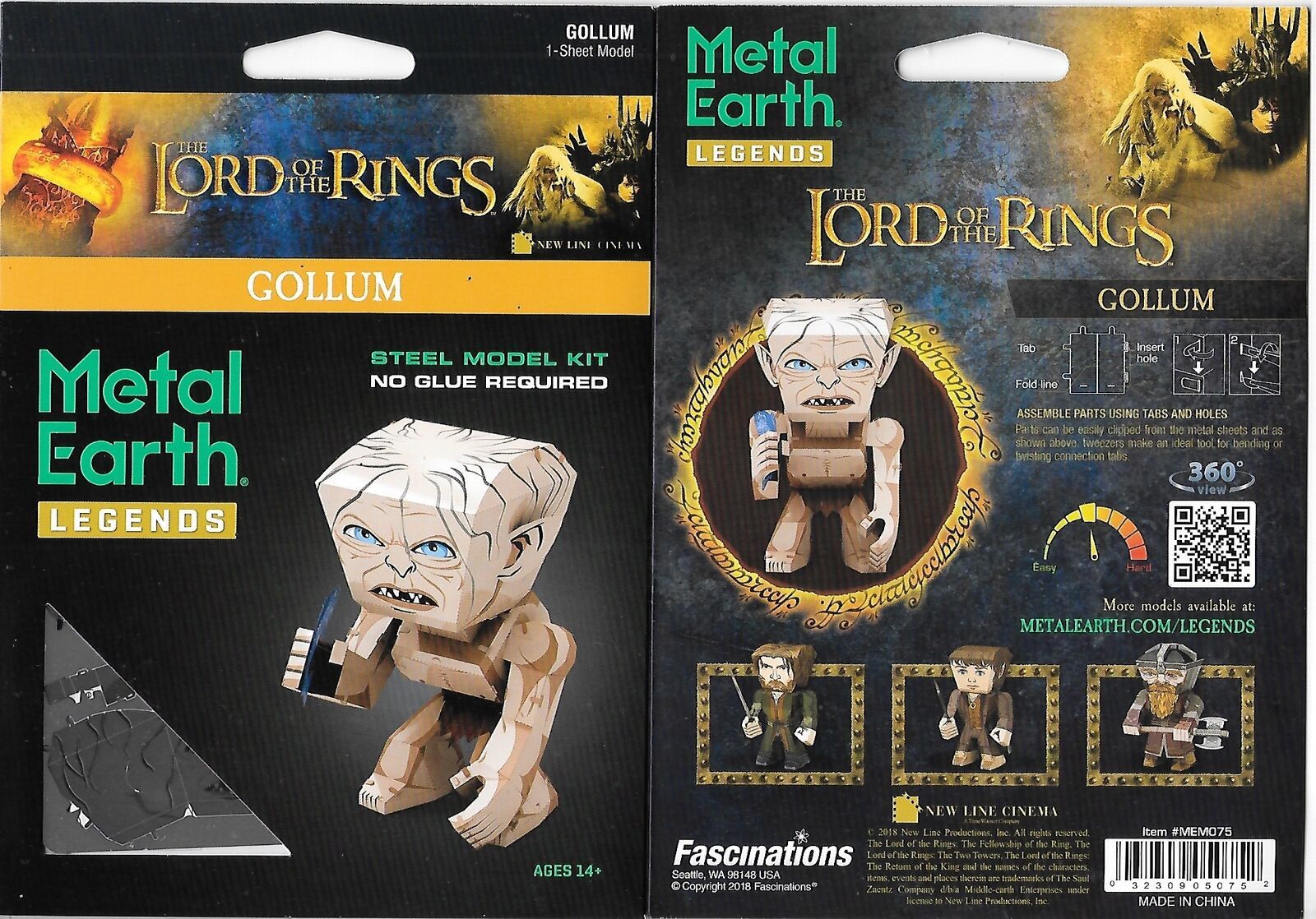 Lord of The Rings Gollum Metal Earth Legends 3-D Laser Cut Steel Model ...