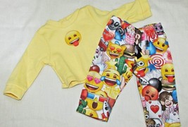 15&quot; doll clothes hand made outfit pajamas emojis yellow shirt top pants emoticon - £7.20 GBP