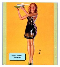 Pinup Girl 1940s Blotter Card Earl Moran Who Ordered Chicken Art - £19.54 GBP