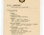 1935 P D Ubena Menu &amp; Original Music Woermann Line Deutsche Ost Afrika L... - £37.37 GBP