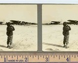 Boy Looking at Military Planes on Flight Line 1930&#39;s Original Stereoview  - £39.76 GBP