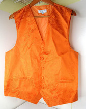 Vesuvio Napoli Italy Orange Vest ONLY Paisley Formal Suit Bright Size Large - £11.64 GBP
