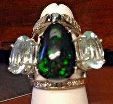 New Designer Huge Chistick 20ct Ethiopian Black welo opal, Diamond 14k gold ring - £7,956.00 GBP