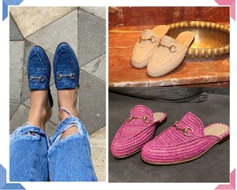 Chaussures raffia, mules d&#39;été naturelle faites à la main babouche marocaine - £69.13 GBP