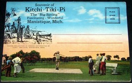 KITCHI-TIKI-PI Michigan Antique Postcard Folder Big Spring John Bellaire 6x4&quot; - £15.63 GBP