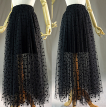 Black Polka Dot Tulle Maxi Skirt Women Custom Plus Size Fluffy Tulle Skirt image 3