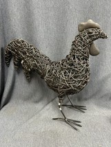 Rare Estate Sale Find Large Black 16” T Rooster Rattan &amp; Iron  Home Interiors - £19.46 GBP