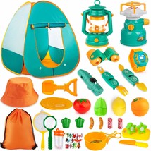 45Pcs Kids Camping Tent Set, Pop Up Play Tent With Camping Gear Tools Indoor Out - £43.15 GBP