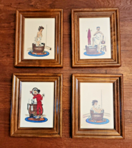 VTG 1960s Set of 4 Framed Lithograph Art  Prints 8.5x10.5&quot; Bath Time Cabin Art - £116.76 GBP