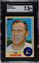 Jim &quot;Catfish&quot; Hunter 1968 Topps Baseball Card #385- SGC Graded 7.5 NM+ (Oakland  - £58.81 GBP