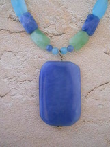 Blue, Green &amp; Aqua Quartz Necklace, Sterling Silver, Hand Crafted OOAK - $40.00
