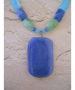 Blue, Green &amp; Aqua Quartz Necklace, Sterling Silver, Hand Crafted OOAK - £31.46 GBP