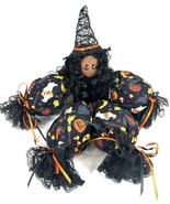 Handmade Wooden Sitting Shelf Doll Cute Witch Halloween - $223.31 MXN