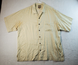 Tommy Bahama Shirt Mens XL Yellow Block Print 100% Silk Short Sleeve Button Up - £12.79 GBP