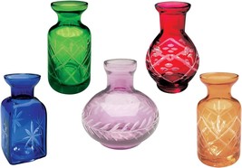 Mini Vases For Flowers - Small Glass Vases, Clear 5 Vase Set, Art And Artifact. - £31.57 GBP