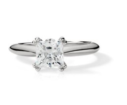 1.10CT Princess Cut Forever One Moissanite Double Prong White Gold Ring - £633.08 GBP