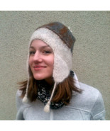 Alpaca Ear Flap Hat - Fair Trade Hand Knit White Chilean Alpaca Wool Hat... - $39.59