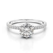 2.00CT Forever One Moissanite 6 Prong White Gold Ring With Diamonds - $1,514.70