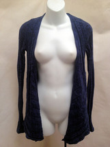 Silence Noise M Open Cardigan Blue Black Marled Ribbed Sweater Long Sleeve - £16.89 GBP