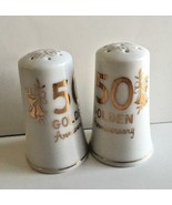 Golden 50th Anniversary Salt and Pepper Shakers Japan No H-735 Vintage - £5.62 GBP