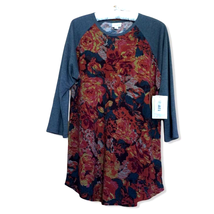 LuLaRoe Randy Raglan Tee Shirt Top L Floral Orange Rose Design Digital P... - £28.03 GBP