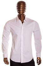 White long sleeve dress shirt Men&#39;s slim fit casual dress button up shir... - £21.75 GBP