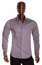 Gray long sleeve dress shirt Men&#39;s slim fit casual dress button up shirt S-2X #1 - £22.97 GBP