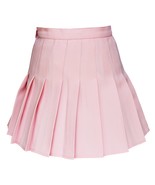 Beautifulfashionlife Women&#39;s High Waist Solid Pleated Mini Skirt(M , Pink) - £15.65 GBP