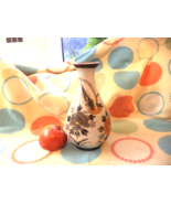 Chinese Crackle Glaze Pottery Vase Birds In Flora  Black Artemisia Leaf Stamp - $49.65