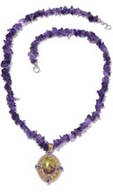 Gorgeous Stichtite, Amethyst Necklace, 14K YG,  Platinum Over Sterling Silver. - £160.42 GBP