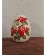 Avon Poinsettia Egg Christmas Figurine 1980s Collectible FREE SHIPPING - £12.69 GBP